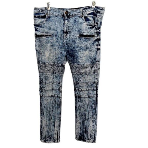 Road Narrows Jeans Size 40 Stretch Acid Wash Distressed Denim - Picture 2 of 16